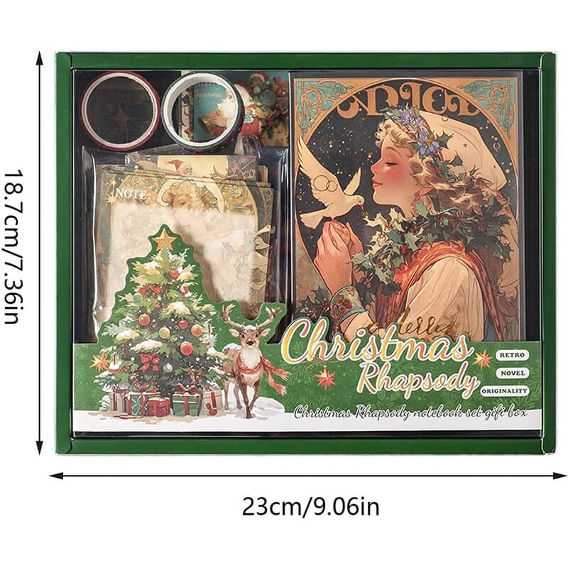 Christmas Scrapbook Stickers Set with Notebook Greeting Card Decals Sticky Notes DIY Sticker Books Holiday Decoration