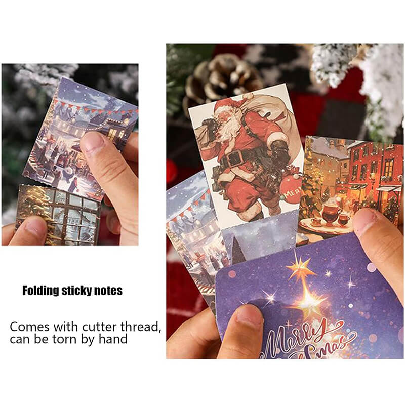 Christmas Scrapbook Stickers Set with Notebook Greeting Card Decals Sticky Notes DIY Sticker Books Holiday Decoration
