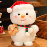 Christmas Sleigh Plush Toys Stuffed Animals Santa Claus Snowman Penguin Doll Movable Sleigh Holiday Toys