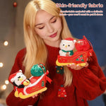 Christmas Sleigh Plush Toys Stuffed Animals Santa Claus Snowman Penguin Doll Movable Sleigh Holiday Toys