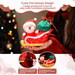 Christmas Sleigh Plush Toys Stuffed Animals Santa Claus Snowman Penguin Doll Movable Sleigh Holiday Toys