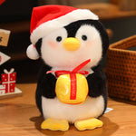 Christmas Sleigh Plush Toys Stuffed Animals Santa Claus Snowman Penguin Doll Movable Sleigh Holiday Toys