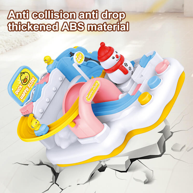 Kids Christmas Slippery Slide Adventure Toy Interactive Track Car with Snowman Duck Doll