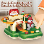 Kids Christmas Slippery Slide Adventure Toy Interactive Track Car with Snowman Duck Doll