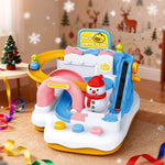 Kids Christmas Slippery Slide Adventure Toy Interactive Track Car with Snowman Duck Doll