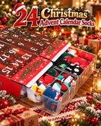 2026 Christmas Socks Advent Calendar 24 Pairs Festive Holiday Crew Cotton Socks Countdown Gift for Women Men
