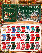 2026 Christmas Socks Advent Calendar 24 Pairs Festive Holiday Crew Cotton Socks Countdown Gift for Women Men