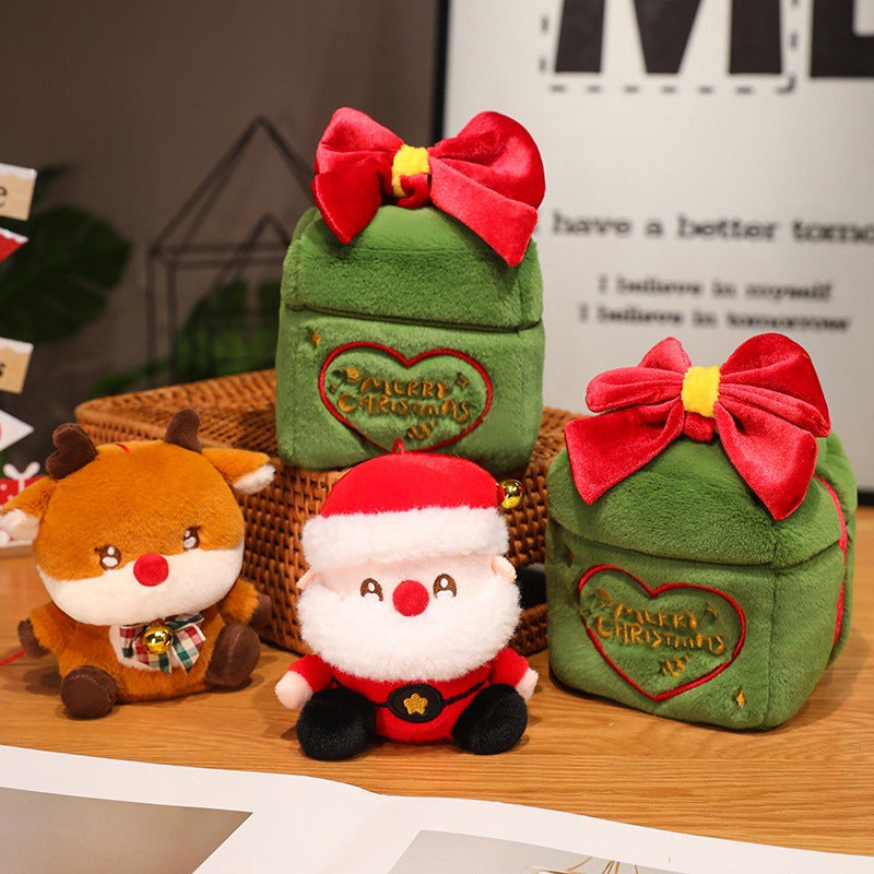 Christmas Surprise Gift Box Santa Claus Reindeer Plush Toy Cute Doll Christmas Gift