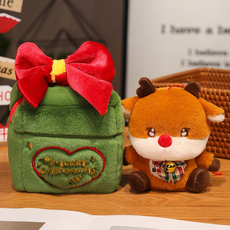Christmas Surprise Gift Box Santa Claus Reindeer Plush Toy Cute Doll Christmas Gift