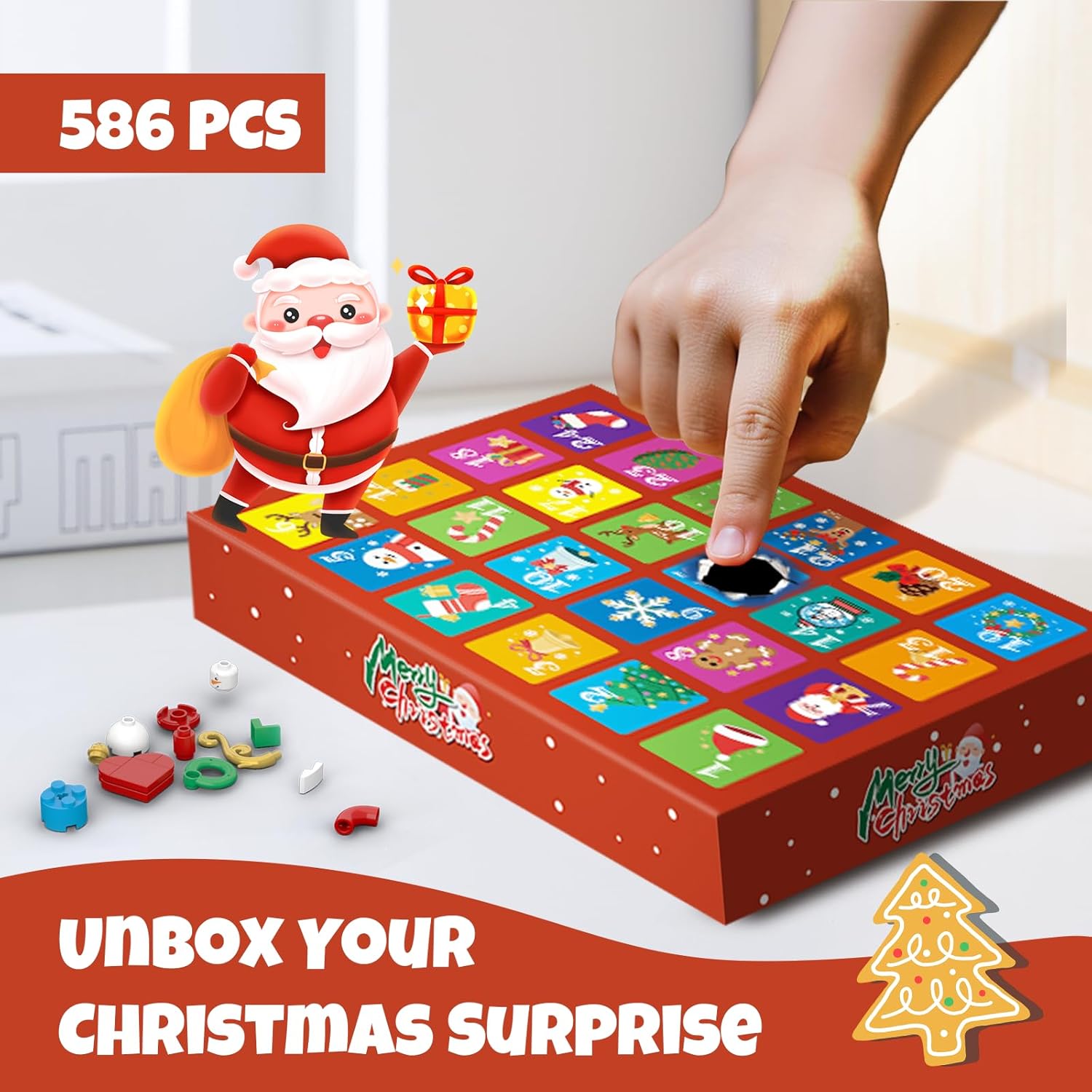 Advent Calendar 2025 Christmas Tree Building Block Set with Light Calendar Building Kit 24pcs Blind Box Creative Holiday Gifts