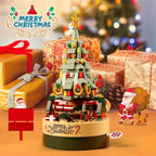 Christmas Tree Building Blocks Set 360° Rotating Tree Music Box with Led Lighting DIY Holiday Gift Set