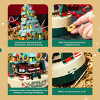 Christmas Tree Building Blocks Set 360° Rotating Tree Music Box with Led Lighting DIY Holiday Gift Set