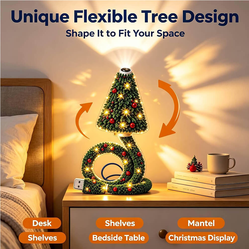 Christmas Tree Projector Light HD LED Holiday Pattern Projection Lamp with 6 Festive Scene Slides for Indoor Decorations