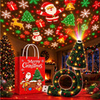 Christmas Tree Projector Light HD LED Holiday Pattern Projection Lamp with 6 Festive Scene Slides for Indoor Decorations