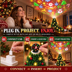 Christmas Tree Projector Light HD LED Holiday Pattern Projection Lamp with 6 Festive Scene Slides for Indoor Decorations