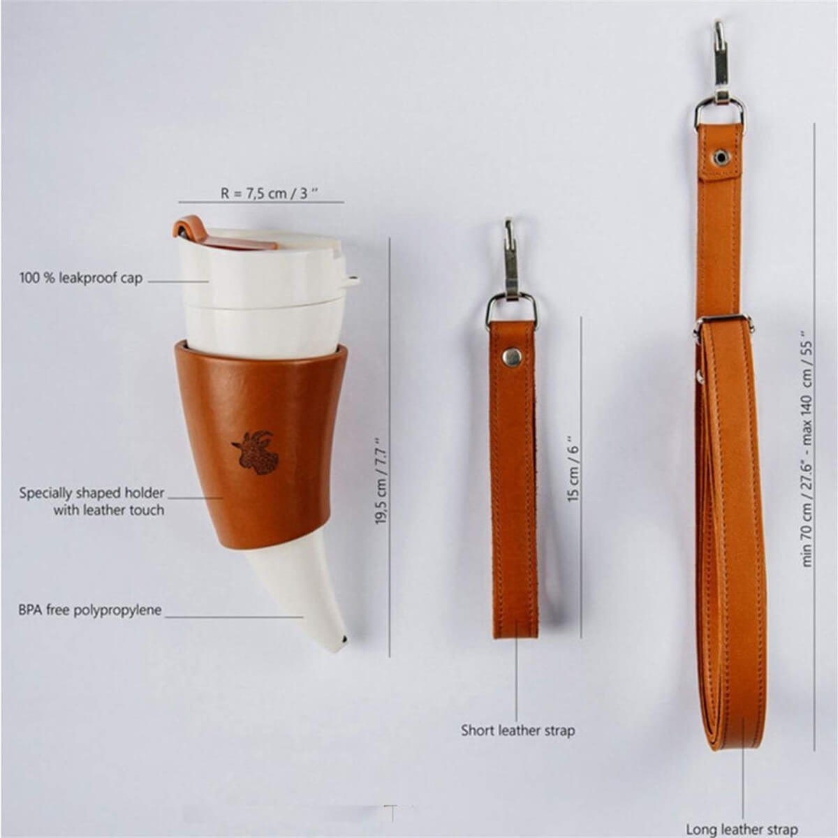 Goat Horns Coffee Mug Best 230ml Coffee Cups Thermal Mug with Lids & Rope