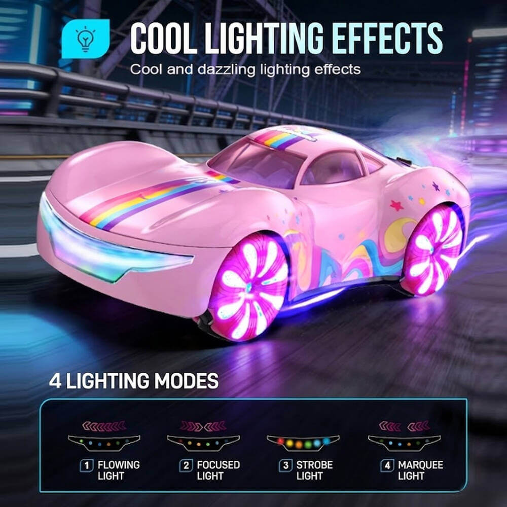 Cool RC Car Dual Spray Drift Stunt Car with Charging Pile and 360° Rotation For Kids Aged 3 and up