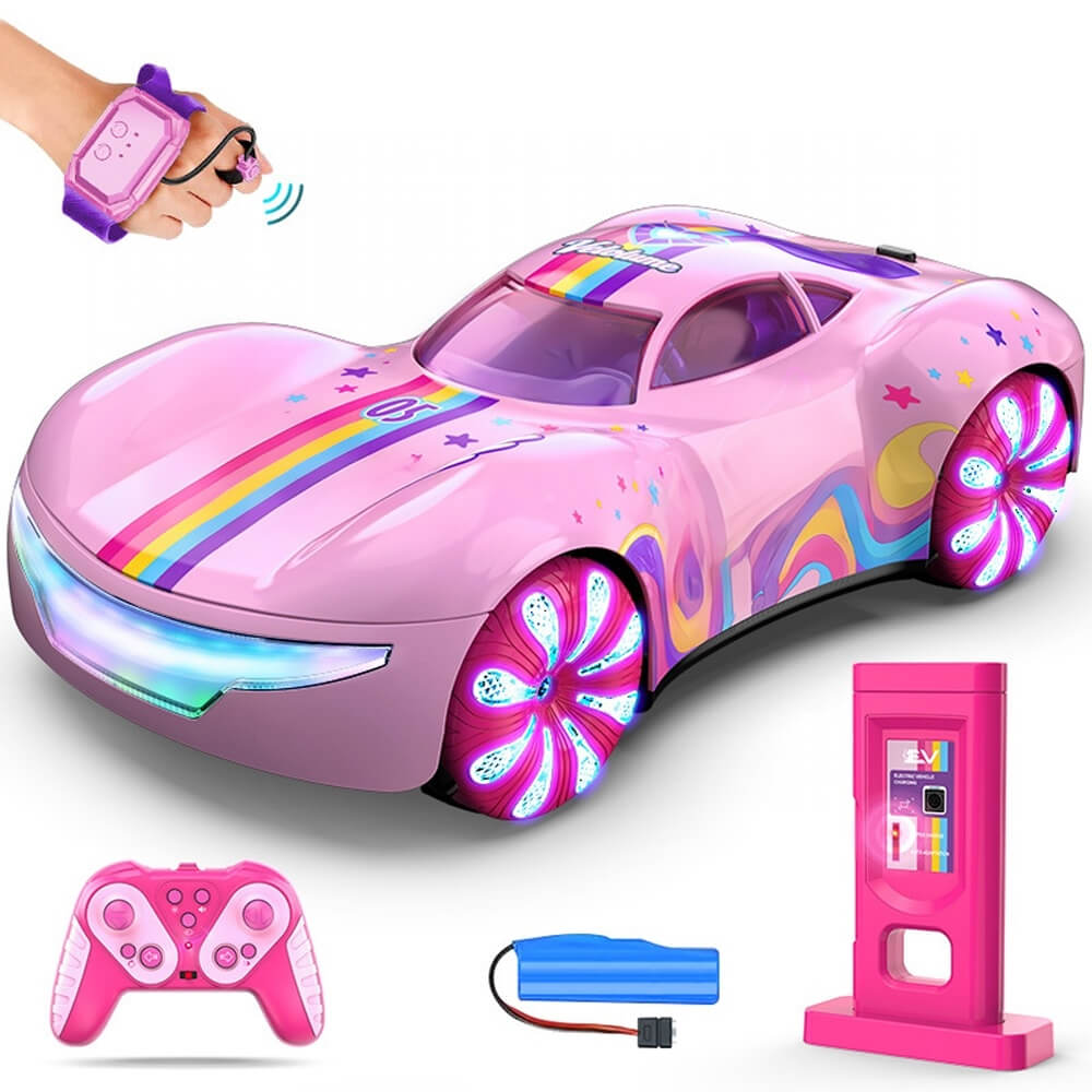 Cool RC Car Dual Spray Drift Stunt Car with Charging Pile and 360° Rotation For Kids Aged 3 and up