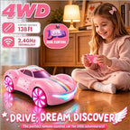 Pink RC Car Dual Spray Drift Car Remote and Gesture Stunt Car with 360° Rotation  For Girls Aged 3 and up