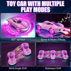 Pink RC Car Dual Spray Drift Car Remote and Gesture Stunt Car with 360° Rotation  For Girls Aged 3 and up