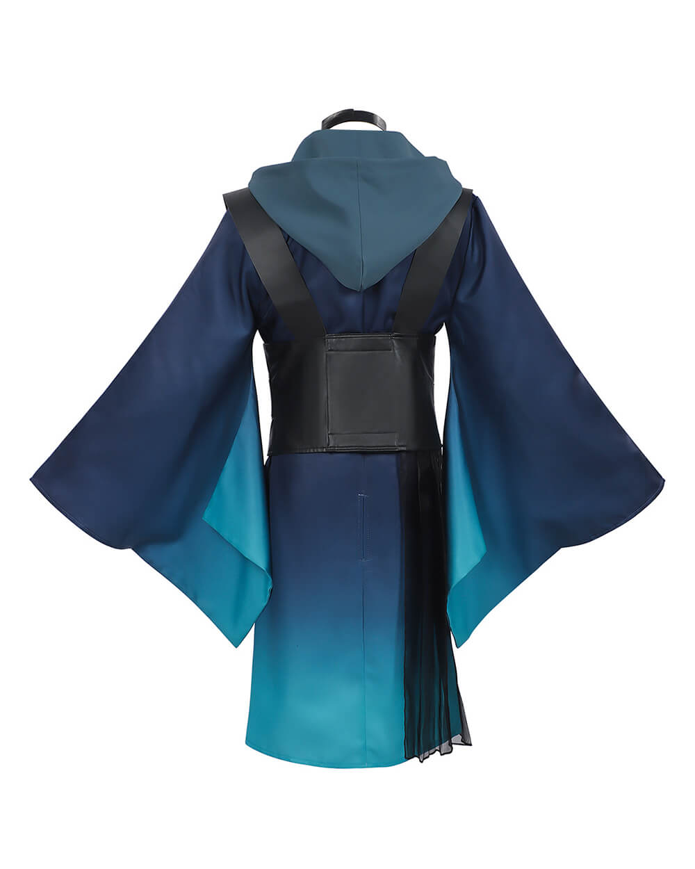 Iroha Cosplay Costume Blue Hoodie Kimono with Leather Waist Seal 3pcs Suit
