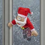 Crashing Santa & Reindeer Set with Sound Kicking Motion Shattered Glass Stickers Animated Funny Christmas Gift Window Display