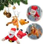 Crashing Santa & Reindeer Set with Sound Kicking Motion Shattered Glass Stickers Animated Funny Christmas Gift Window Display