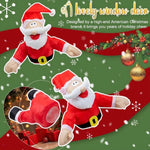 Crashing Santa & Reindeer Set with Sound Kicking Motion Shattered Glass Stickers Animated Funny Christmas Gift Window Display