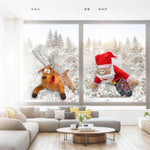Crashing Santa & Reindeer Set with Sound Kicking Motion Shattered Glass Stickers Animated Funny Christmas Gift Window Display