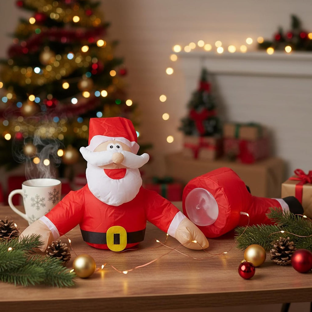 Crashing Santa & Reindeer Set with Sound Kicking Motion Shattered Glass Stickers Animated Funny Christmas Gift Window Display