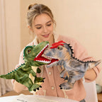 11.8‘’ Creative Dino Hand Puppet Soft Dino Stuffed Animal T-Rex Triceratops Early Education Toy