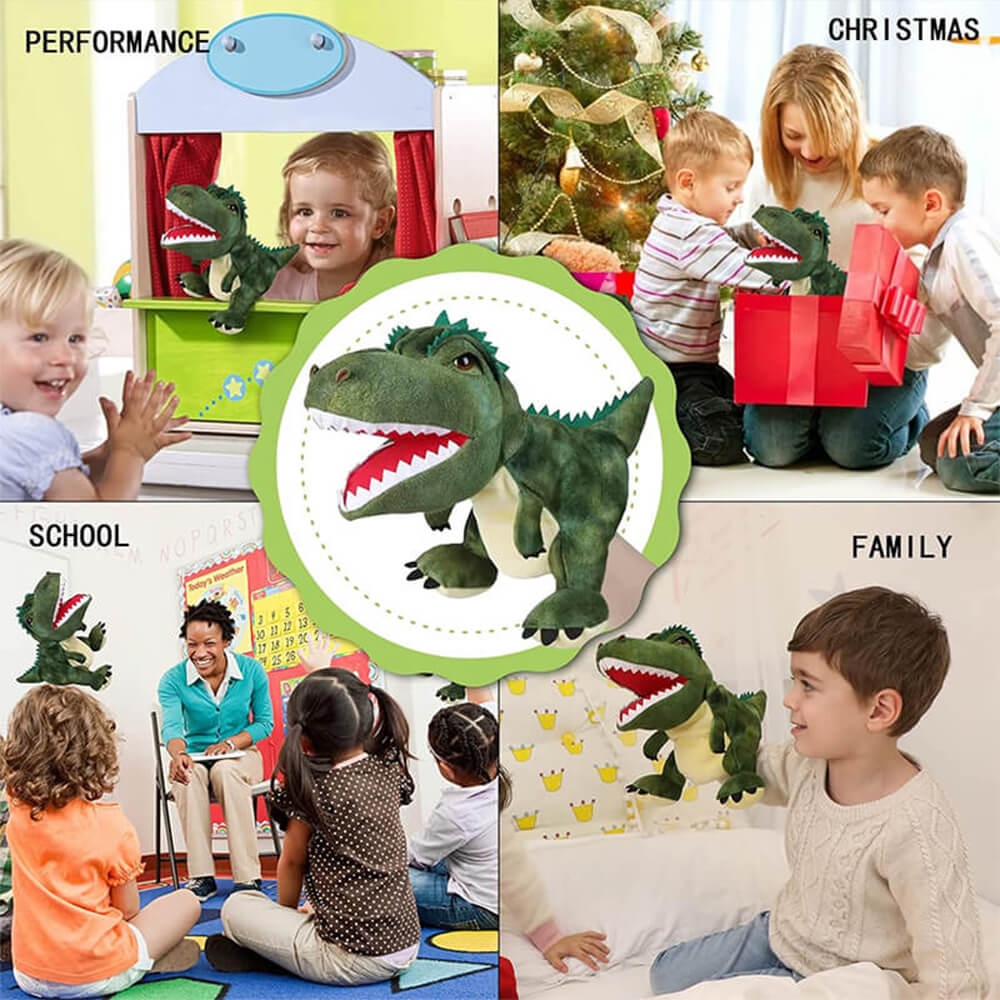 11.8‘’ Creative Dino Hand Puppet Soft Dino Stuffed Animal T-Rex Triceratops Early Education Toy