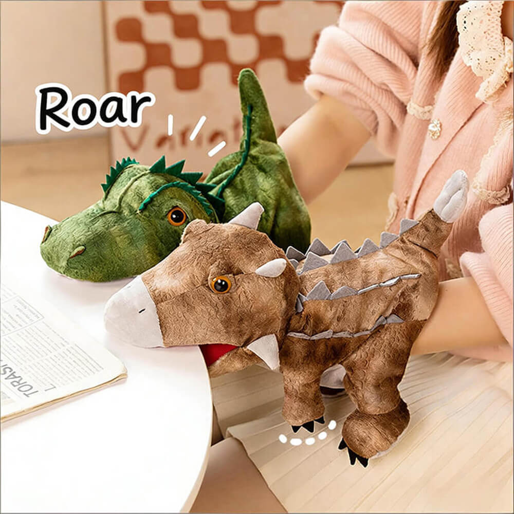 11.8‘’ Creative Dino Hand Puppet Soft Dino Stuffed Animal T-Rex Triceratops Early Education Toy