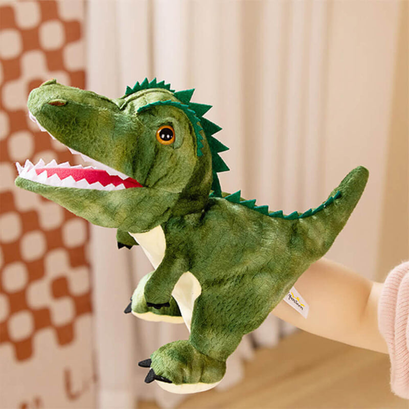 11.8‘’ Creative Dino Hand Puppet Soft Dino Stuffed Animal T-Rex Triceratops Early Education Toy