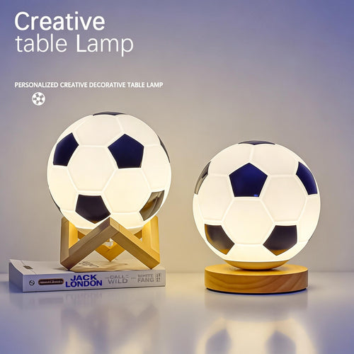 5.9 inch Creative Soccer LED Table Lamp with Remote Control 3 Color Dimmable Night Light For Desk Decor