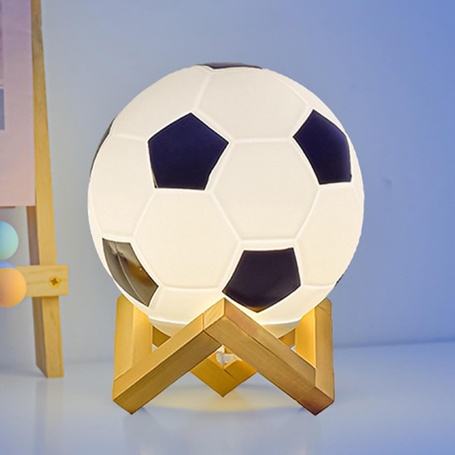 5.9 inch Creative Soccer LED Table Lamp with Remote Control 3 Color Dimmable Night Light For Desk Decor