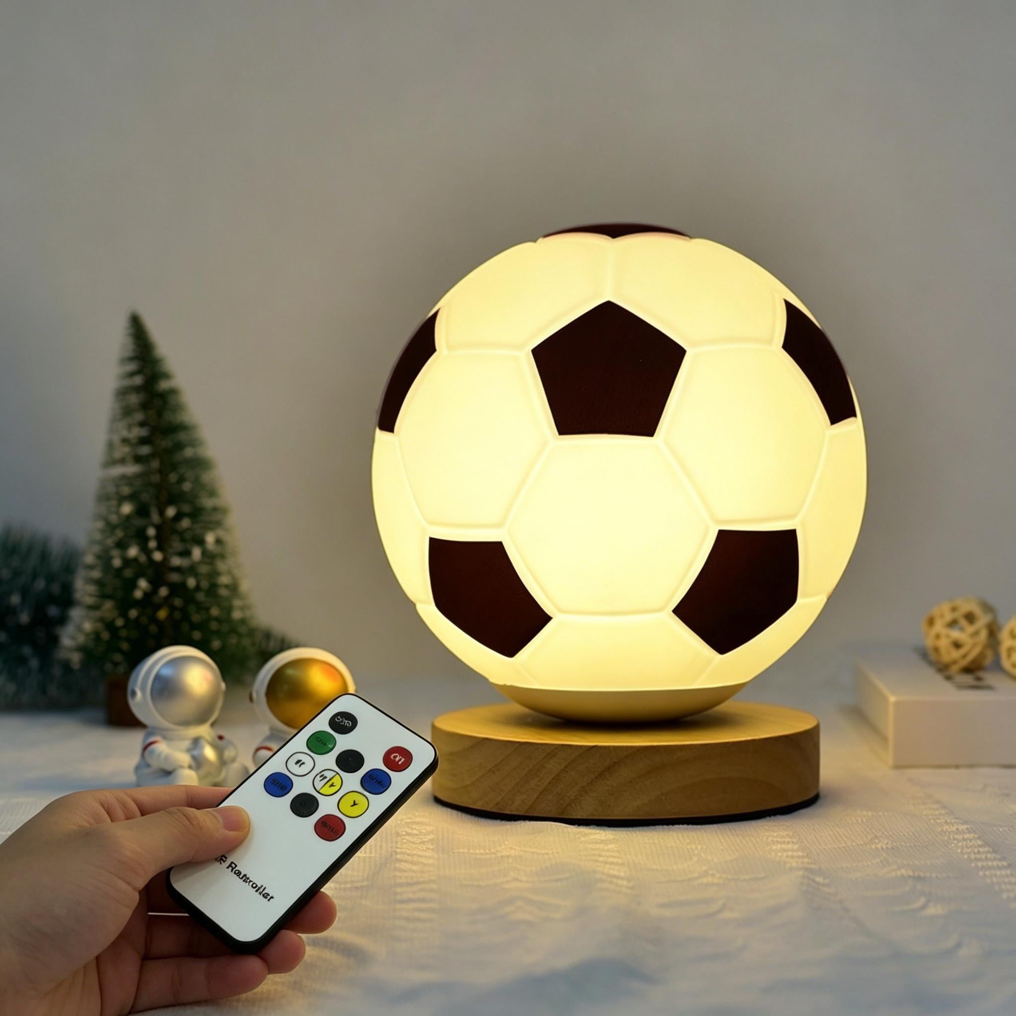 5.9 inch Creative Soccer LED Table Lamp with Remote Control 3 Color Dimmable Night Light For Desk Decor