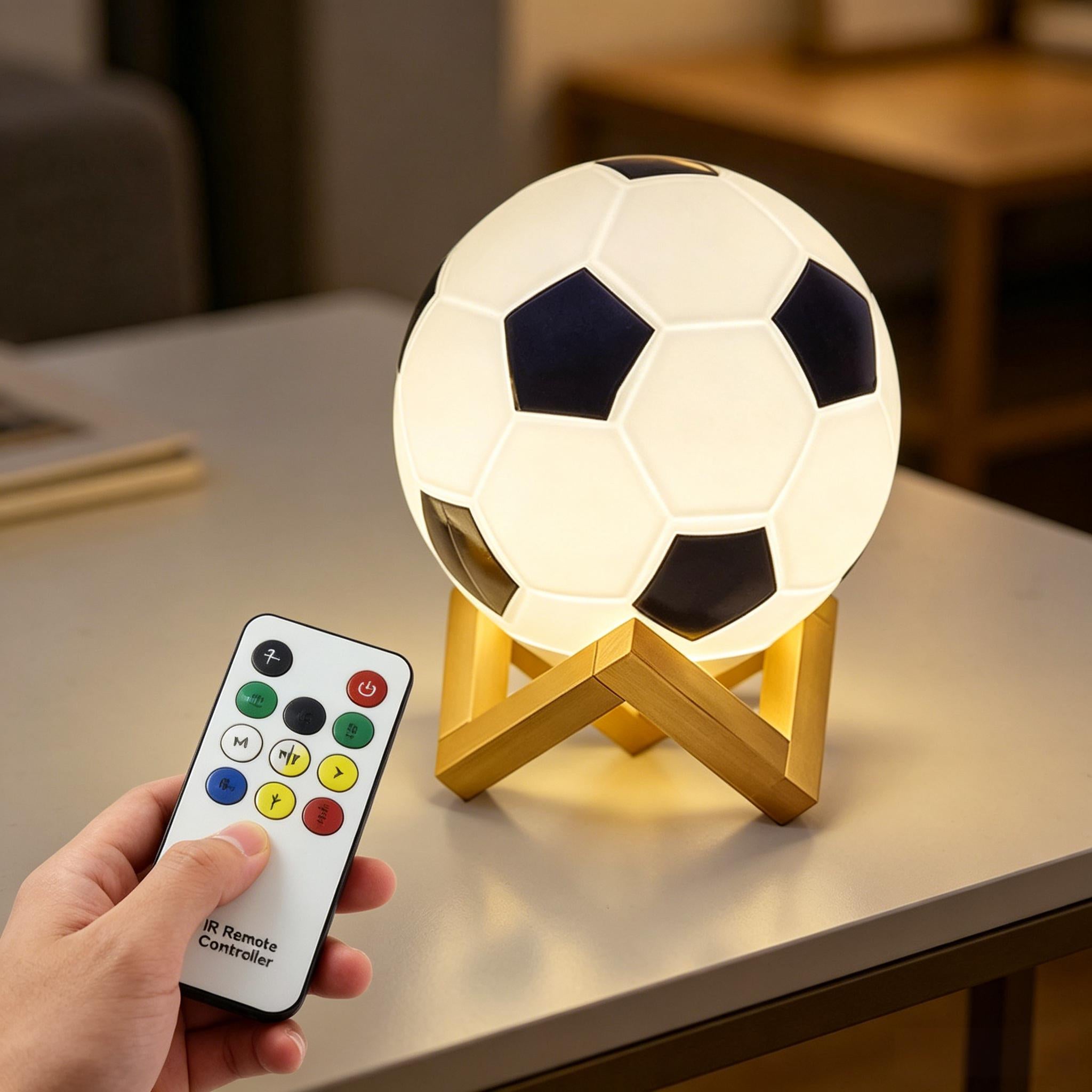 5.9 inch Creative Soccer LED Table Lamp with Remote Control 3 Color Dimmable Night Light For Desk Decor