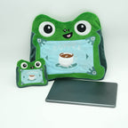 Cute Frog Plush Toy Bag Set Soft Tablet Bag and Coin Purse for iPad and Stationery Storage