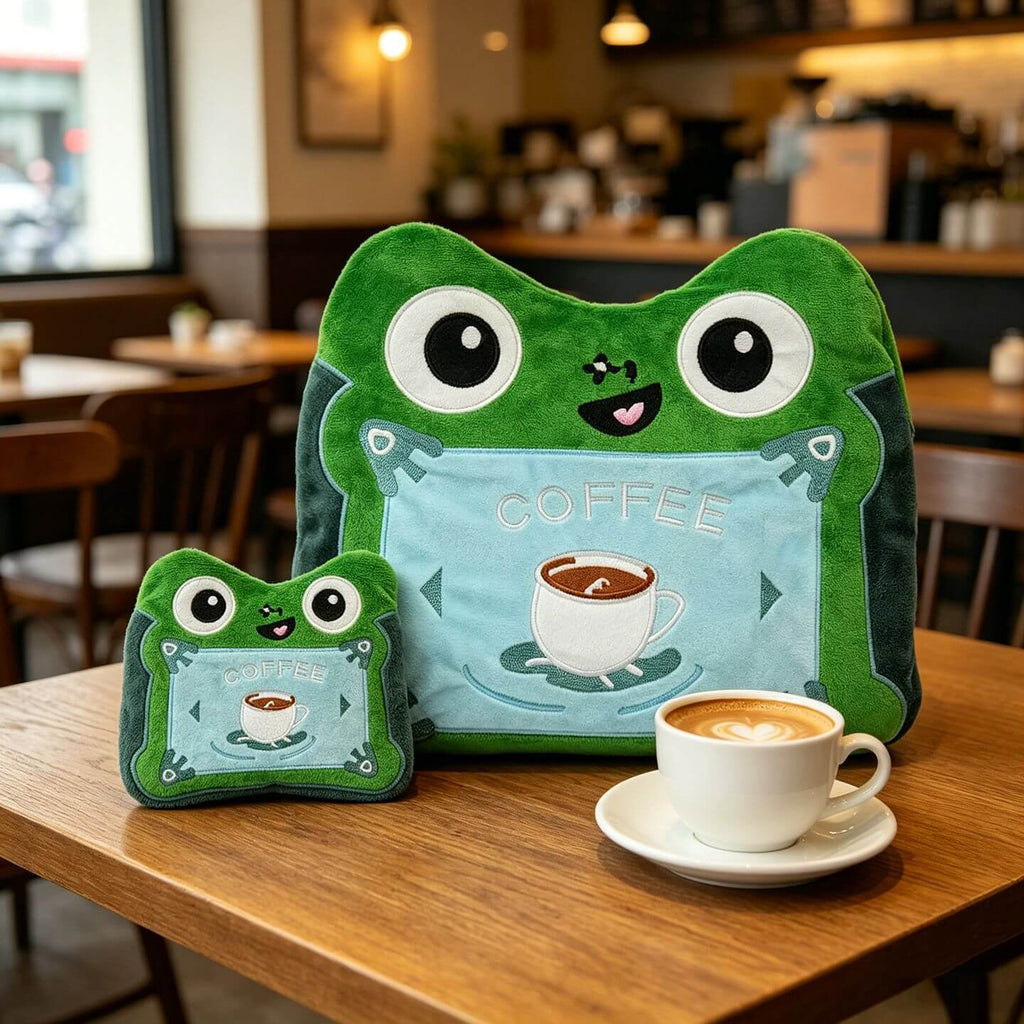 Cute Frog Plush Toy Bag Set Soft Tablet Bag and Coin Purse for iPad and Stationery Storage