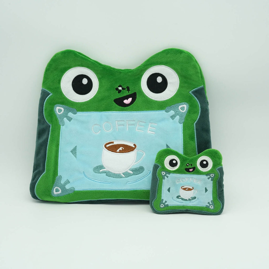 Cute Frog Plush Toy Bag Set Soft Tablet Bag and Coin Purse for iPad and Stationery Storage