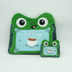 Cute Frog Plush Toy Bag Set Soft Tablet Bag and Coin Purse for iPad and Stationery Storage