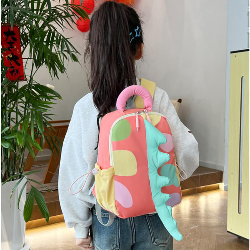 Cute Kids Backpack Dinosaur Tail Backpack Waterproof Schoolbag with Safe Reflective Strip