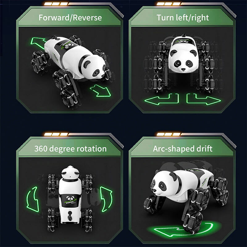 Remote Control Car 2.4G Cute Panda Eight-wheel Stunt Car Swing Arm Climbing Off-road Vehicle