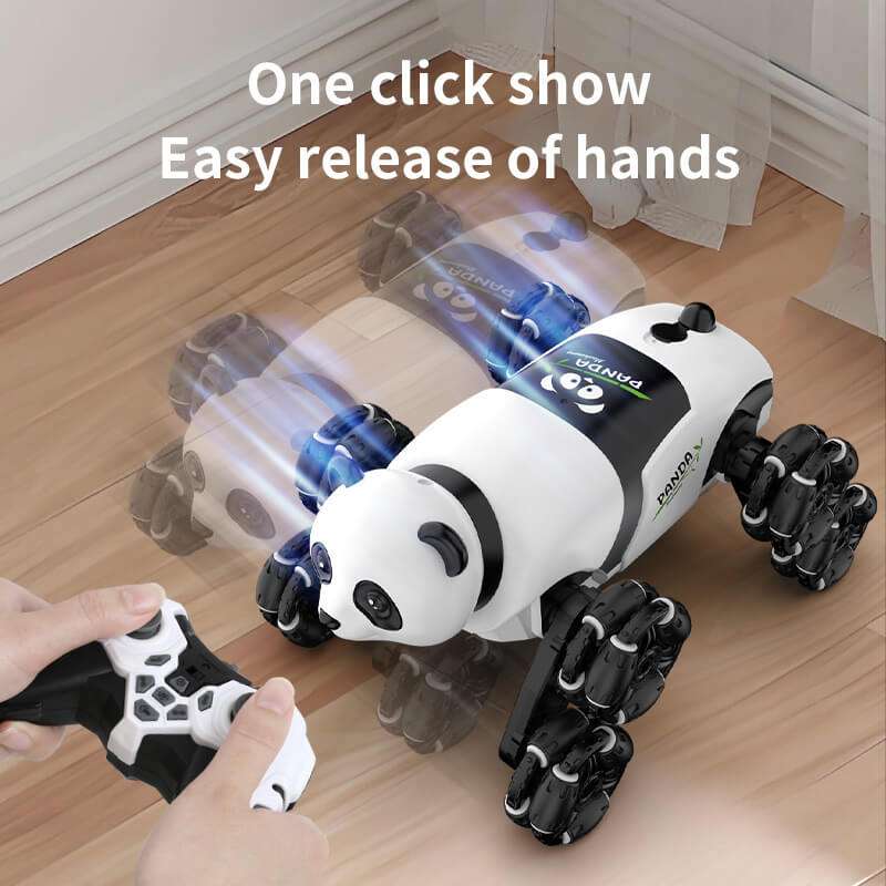 Remote Control Car 2.4G Cute Panda Eight-wheel Stunt Car Swing Arm Climbing Off-road Vehicle