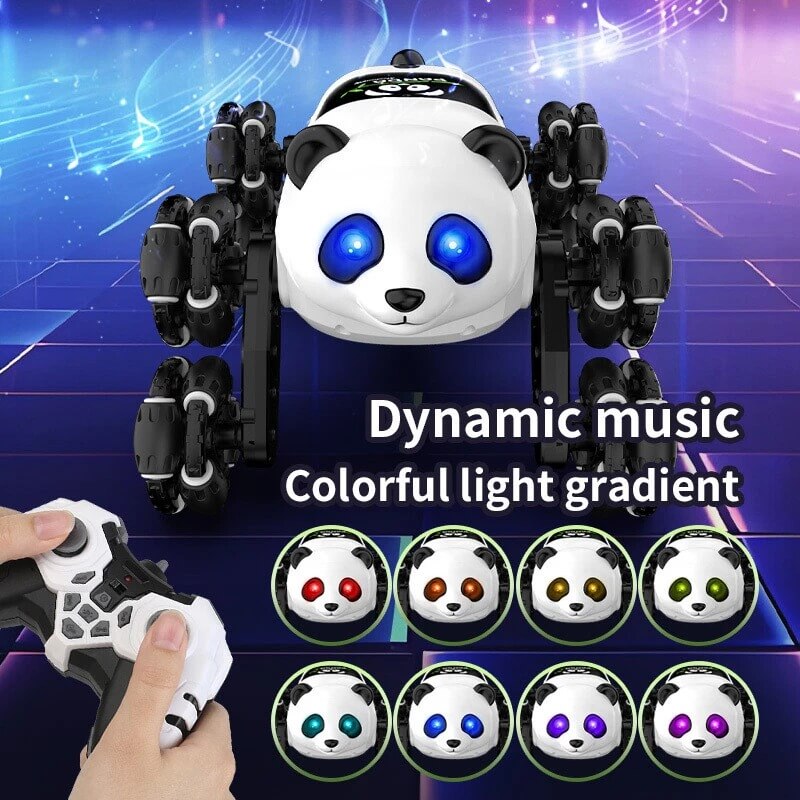 Remote Control Car 2.4G Cute Panda Eight-wheel Stunt Car Swing Arm Climbing Off-road Vehicle