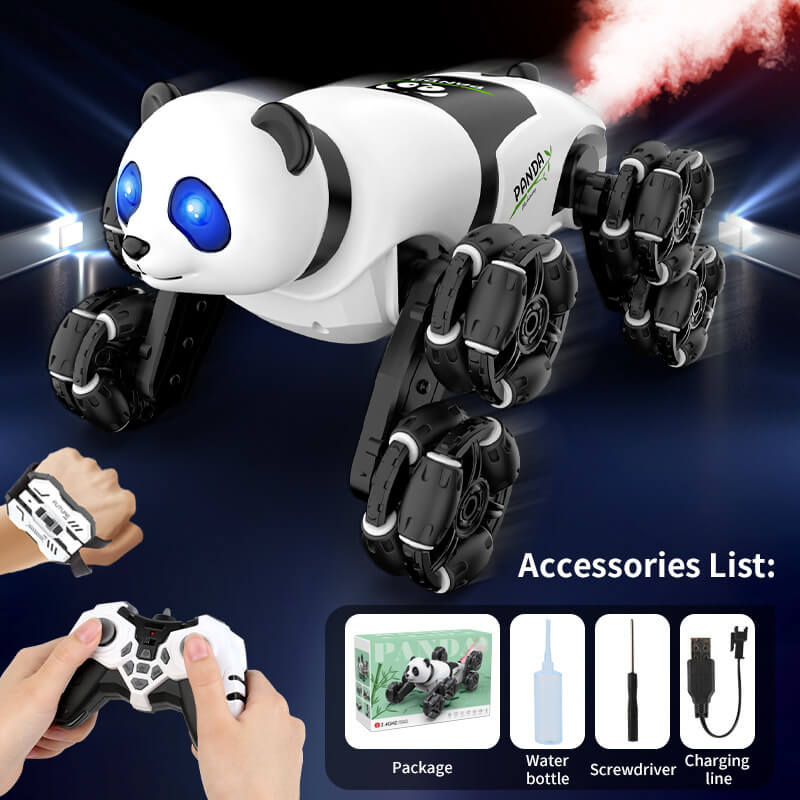 Remote Control Car 2.4G Cute Panda Eight-wheel Stunt Car Swing Arm Climbing Off-road Vehicle