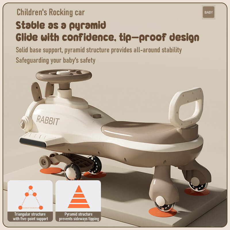 Cute Wiggle Car 360° Rotation Safe Anti-rollover Design with Enlarged Seats For Kids