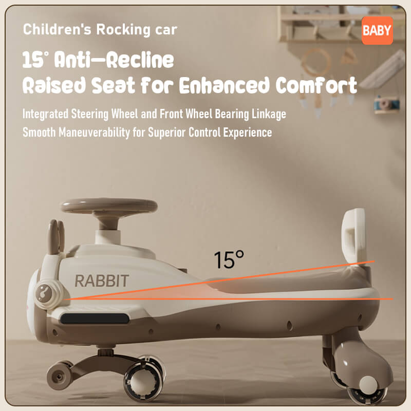 Cute Wiggle Car 360° Rotation Safe Anti-rollover Design with Enlarged Seats For Kids