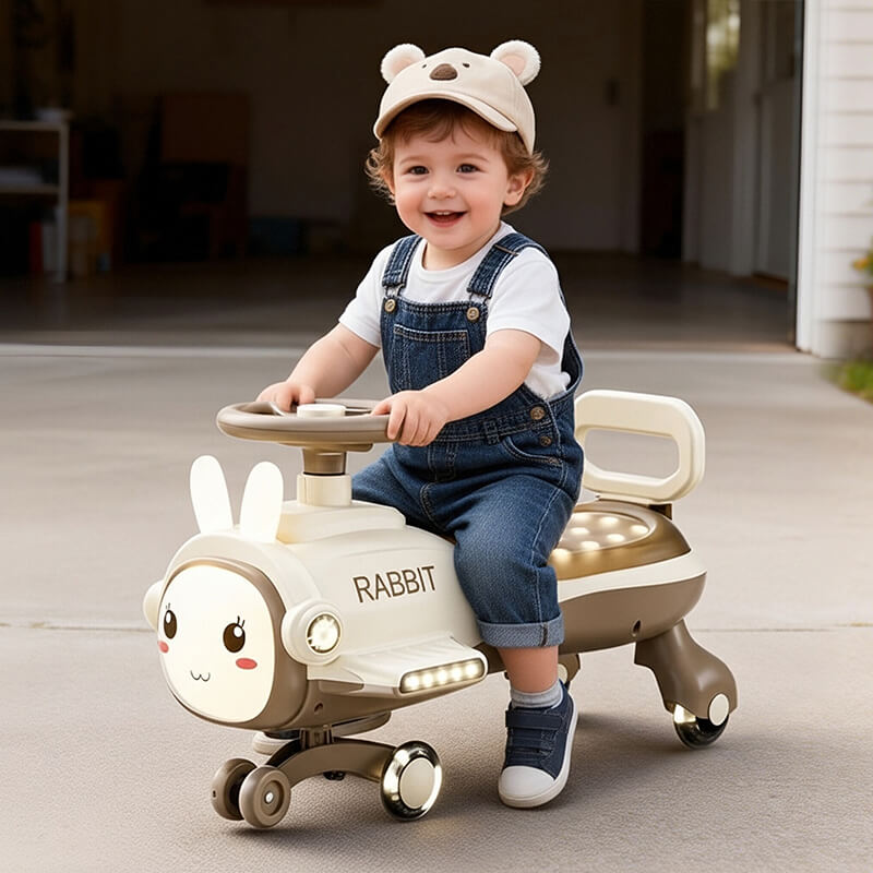 Cute Wiggle Car 360° Rotation Safe Anti-rollover Design with Enlarged Seats For Kids